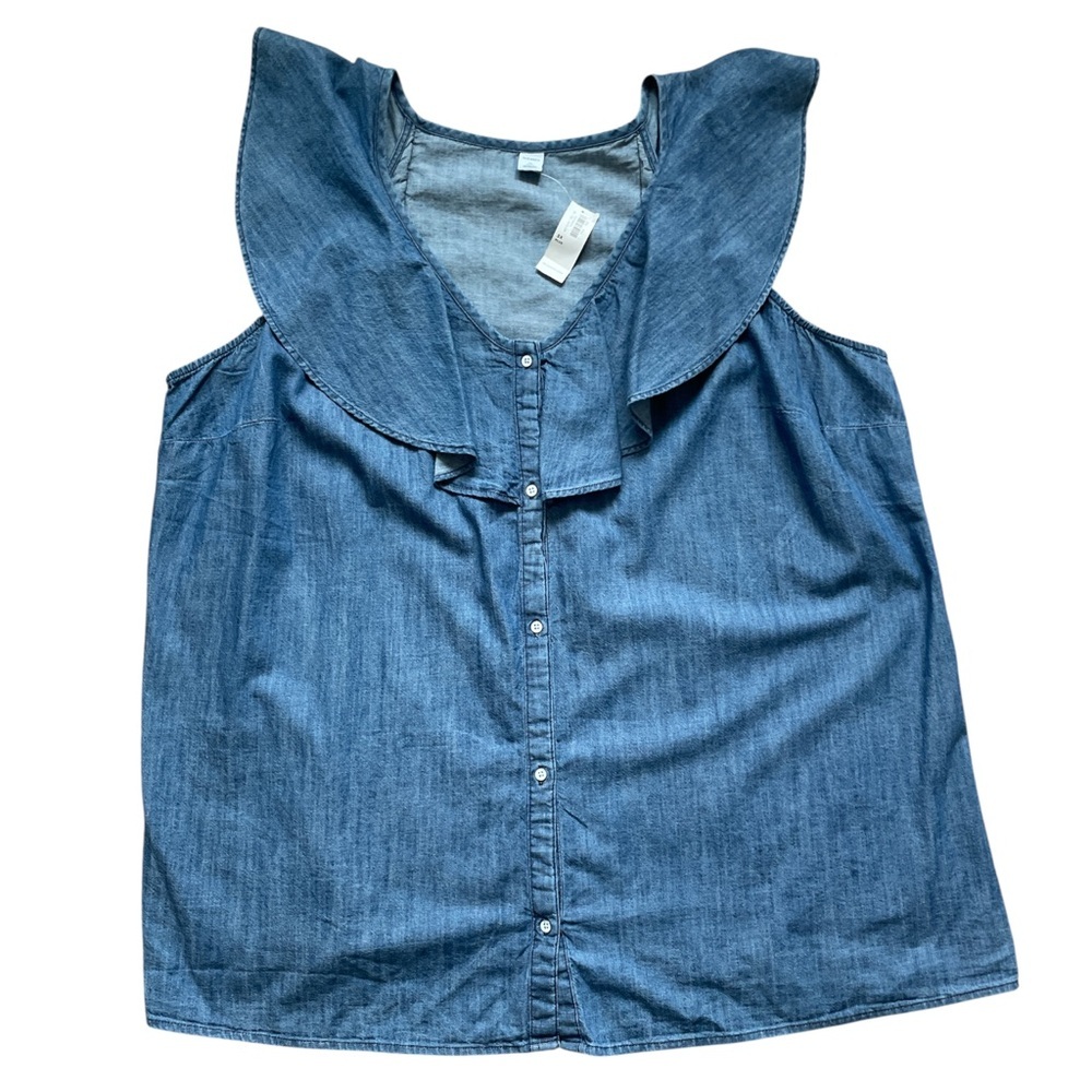 NWT Old Navy Flutter Trim Popover Sleeveless Top Ruffle Collar Blouse 3X